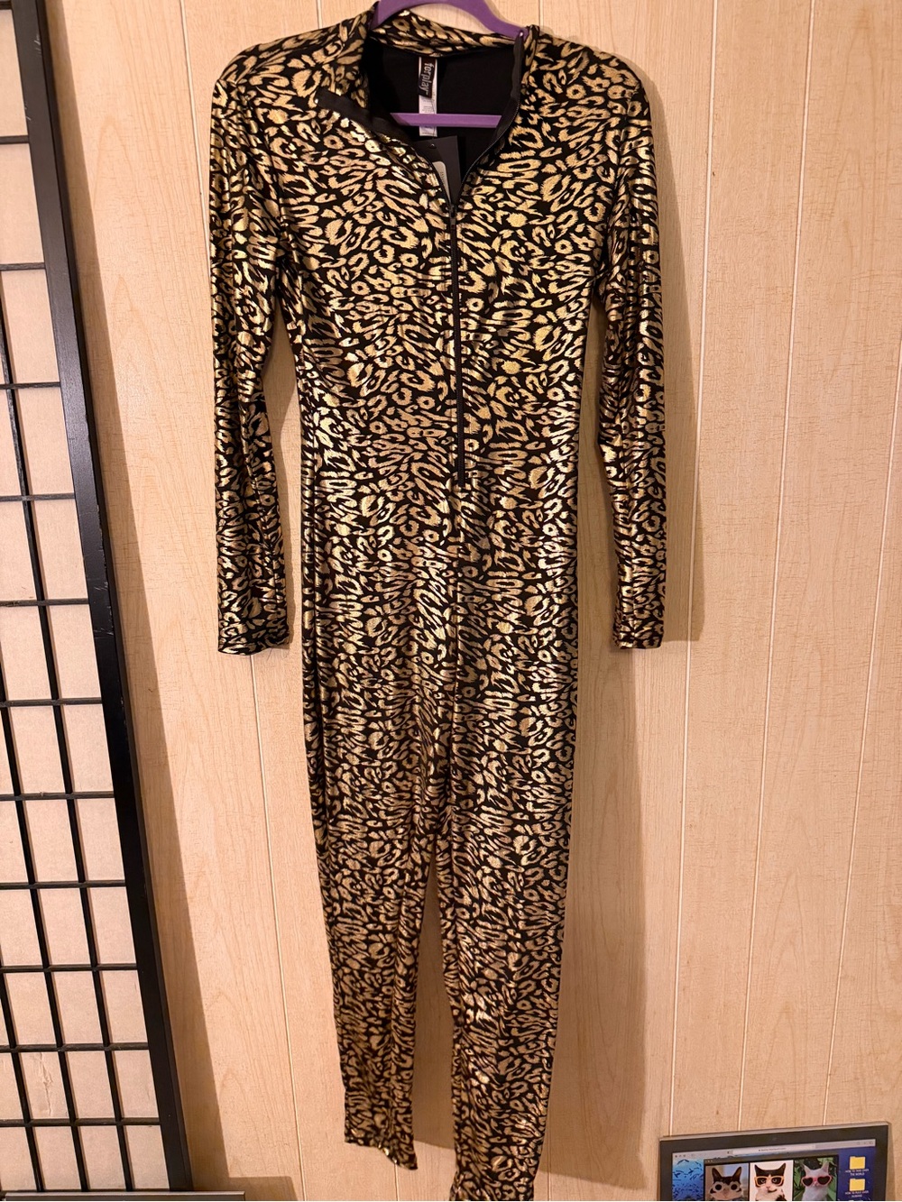 Forplay Black and Gold Leopard Metallic Jumpsuit